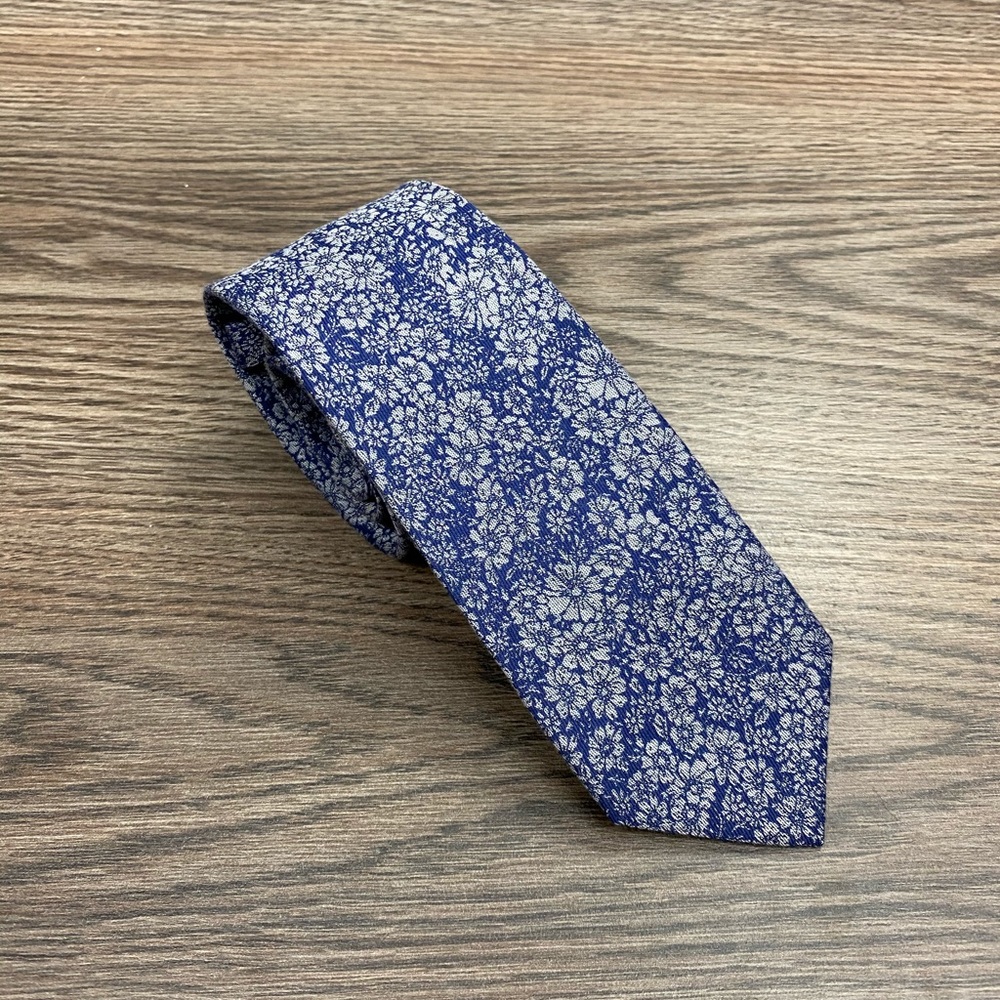 Blue & Sky Blue Floral Cotton Skinny Tie